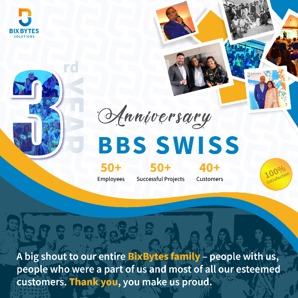 Anniversary 3 years Bix Bytes Solutions in Switzerland